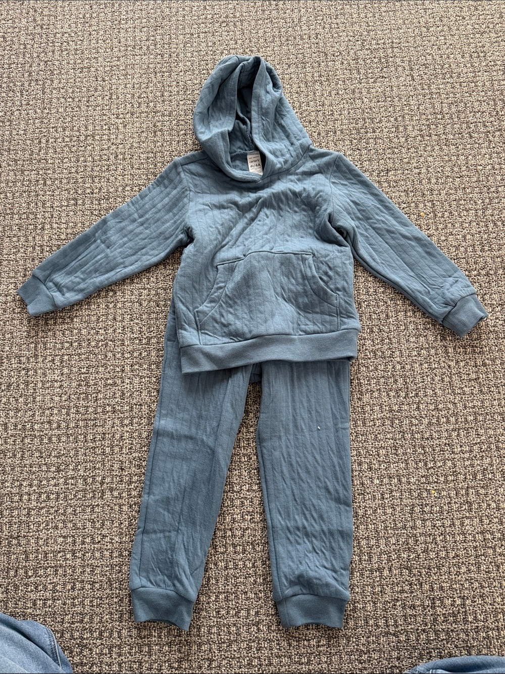 Carter's Slate Blue Quilted Hoodie & Jogger Set - Kids